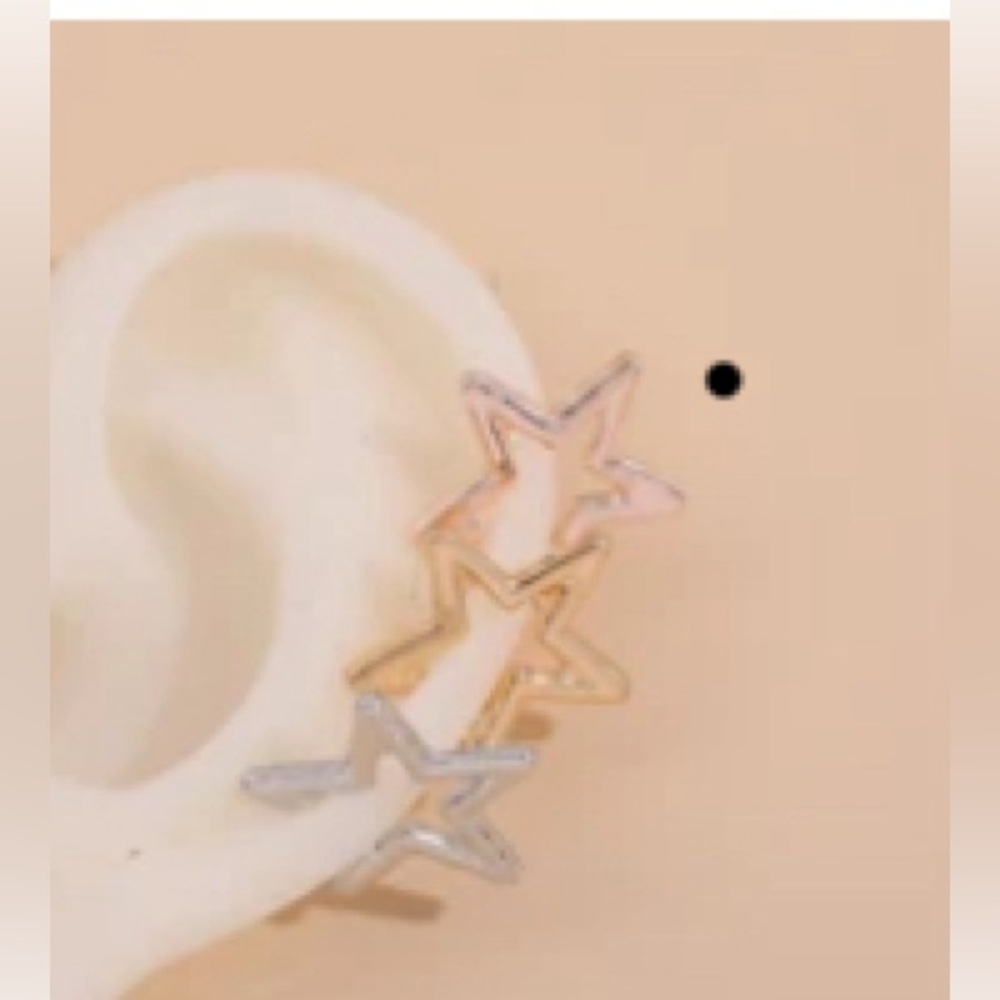 NEW Non-Piercing Star Cuff Earrings, 3-pack - Picture 2 of 5